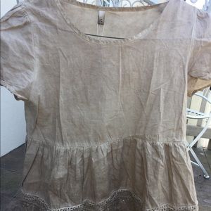 NWT Beige Top w/ Lace